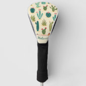 Kleurrijke Cactus Floral gepersonaliseerde naam Golfheadcover (Voorkant)