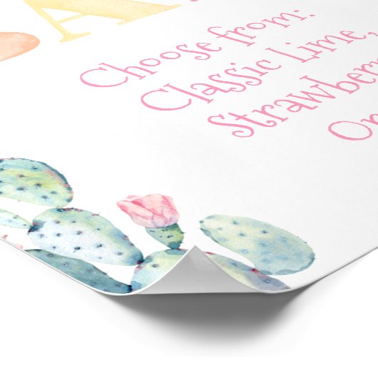 Kleurrijke Cactus Margarita Bar of Taco Bar Party Poster (Hoek)