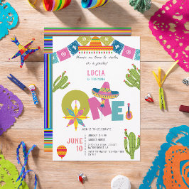 Kleurrijke Cactus Mexicaans Feest Eerste Verjaarda Kaart