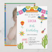 Kleurrijke Cactus Mexicaans Feest Foto Verjaardag Kaart (Voorkant / Achterkant)