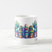 Kleurrijke Cactus Mok met aangepaste tekst of naam (Center)