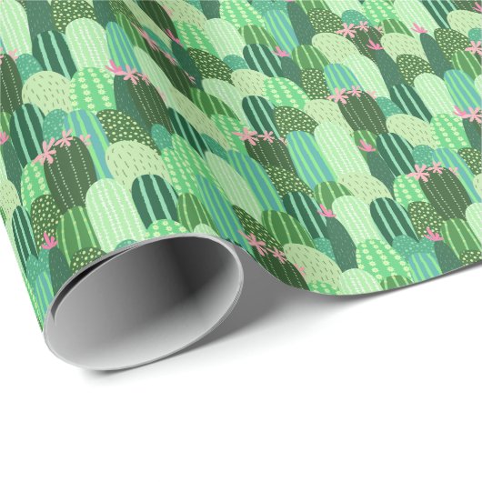 Kleurrijke Cactus Naadloze Patroonillustratie Cadeaupapier (Rol Hoek)