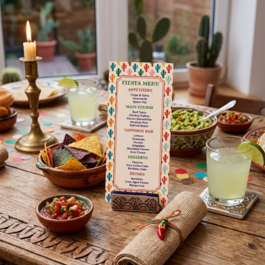 Kleurrijke Cactus Patroon Fiesta Feest Menu Kaart