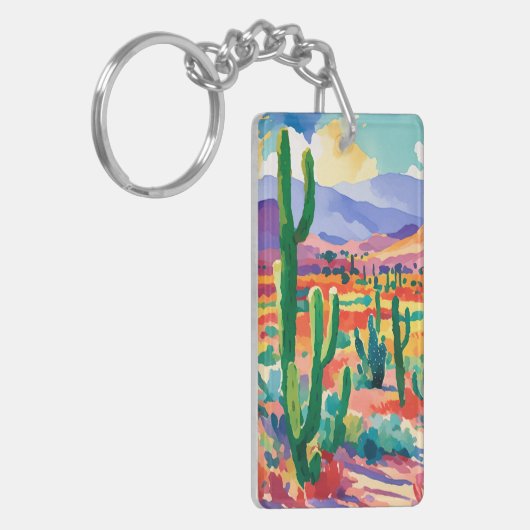 Kleurrijke Cactus Sleutelhanger (Voorkant Links)