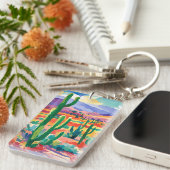 Kleurrijke Cactus Sleutelhanger (Voorkant Rechts)