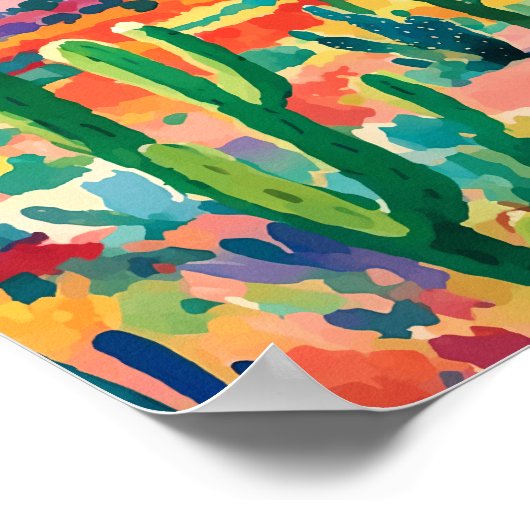 Kleurrijke Cactus Waterverf Art Print (Hoek)