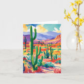 Kleurrijke Cactus Waterverf Stationery Kaart (Gele Bloem)