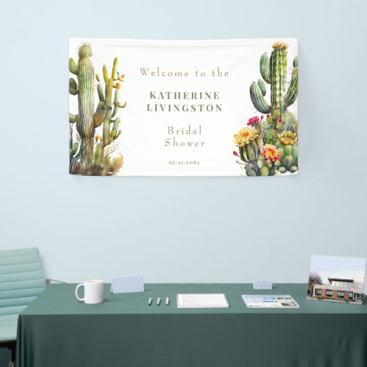 Kleurrijke Cactus Witte Vrijgezellenfeest Banner (Beurs)