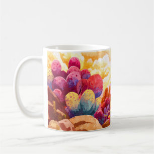 Kleurrijke Cactus Woestijn Zonsopgang Kunstmok Koffiemok
