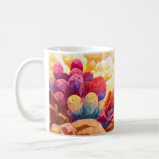 Kleurrijke Cactus Woestijn Zonsopgang Kunstmok Koffiemok