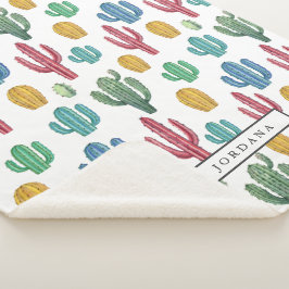 Kleurrijke cactussen | Desert thema gepersonalisee Sherpa Deken