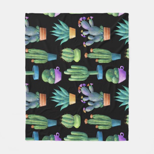 Kleurrijke cactussen: grillig naadloos ontwerp. fleece deken (Voorkant)