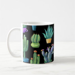 Kleurrijke cactussen: grillig naadloos ontwerp. koffiemok