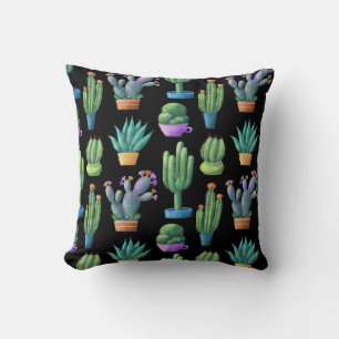 Kleurrijke cactussen: grillig naadloos ontwerp. kussen