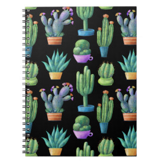 Kleurrijke cactussen: grillig naadloos ontwerp. notitieboek