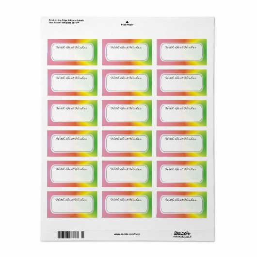 Kleurrijke Cadeau Labels - Beste wensen (Full Sheet)