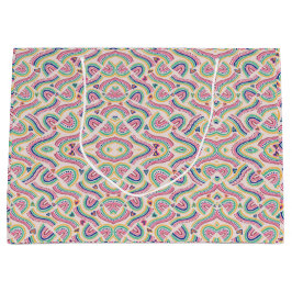 Kleurrijke cadeautas met een psychedelisch patroon