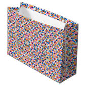 Kleurrijke cadeautas met geometrisch patroon (Voorkant Gekanteld)