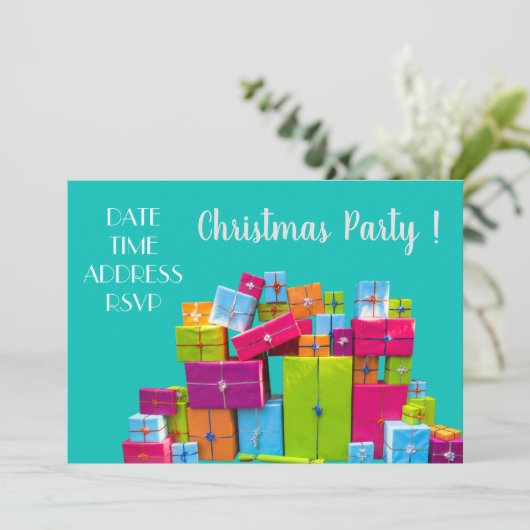 Kleurrijke cadeautjes modern kerstfeest kaart (Staand voorkant)