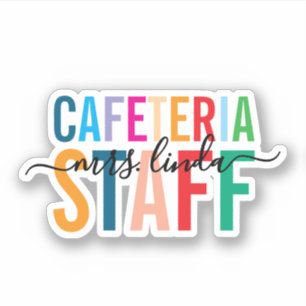 Kleurrijke cafetaria personeel gepersonaliseerde s sticker