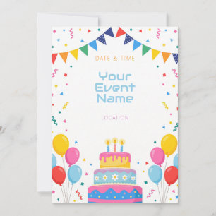 Kleurrijke cake ballon slinger confetti kaart