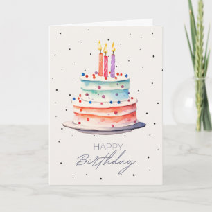 Kleurrijke cake & confetti verjaardagskaart kaart