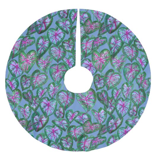 Kleurrijke caladia Roze groene Paarse bladeren Kerstboom Rok (Voorkant)