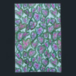 Kleurrijke Caladiumhoudende Waterverf laat roze gr Theedoek<br><div class="desc">Decoreer je keuken met deze  handdoek. Het maakt een geweldig huishouden of bruiloft cadeau! U kunt het aanpassen en tekst ook toevoegen. Bekijk mijn winkel voor veel meer kleuren en patronen!</div>