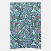 Kleurrijke Caladiumhoudende Waterverf laat roze gr Theedoek (Verticaal)