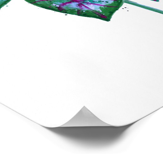 Kleurrijke CaladiumWaterverf Art Roze Groen Poster (Hoek)