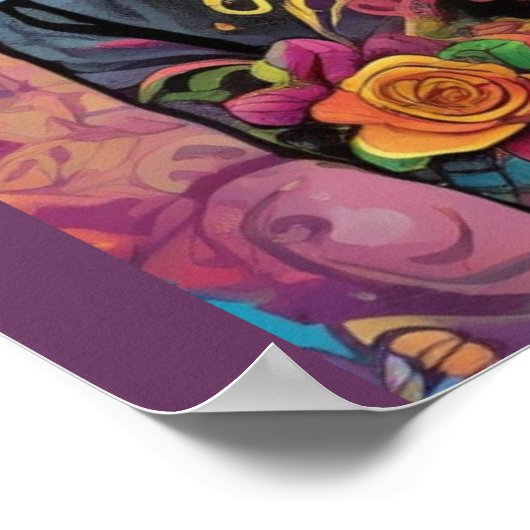 Kleurrijke Calavera : Dag van het Dode Skelet Poster (Hoek)