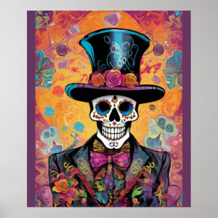 Kleurrijke Calavera : Dag van het Dode Skelet Poster
