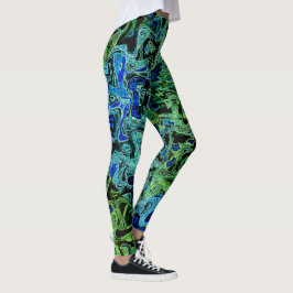 Kleurrijke caleidoscoop Zwart Blauw Groen Abstract Leggings