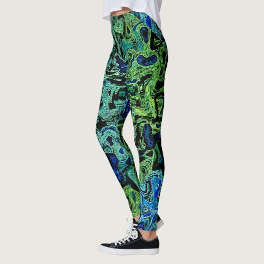 Kleurrijke caleidoscoop Zwart Blauw Groen Abstract Leggings (Links)
