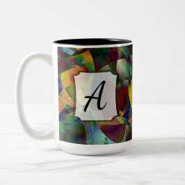 Kleurrijke, caleidoscopische Abstracte kunst w / M Tweekleurige Koffiemok