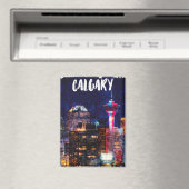 Kleurrijke Calgary Alberta skyline bij nacht Magneet (Insitu (Vaatwasser))