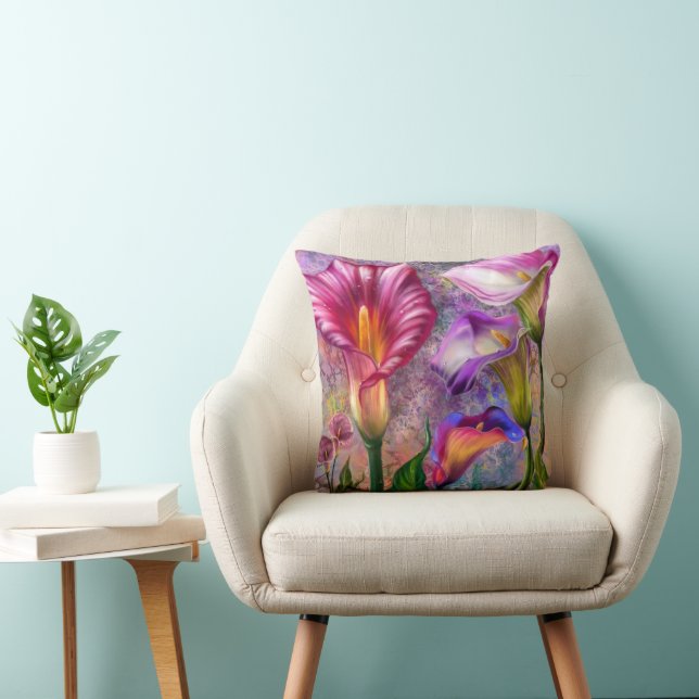 Kleurrijke Calla Lelies Worp Kussen (Stoel)