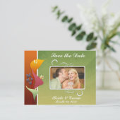 Kleurrijke Calla LeliesBewaar de datum Foto Briefk Aankondigingskaart (Staand voorkant)