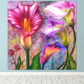 Kleurrijke Calla Lilies Canvas Print (Insitu (Houten vloer))