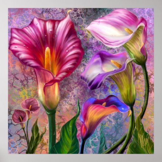 Kleurrijke Calla Lilies Poster (Voorkant)