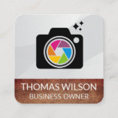 Kleurrijke camera lenssluiter | creatief | artiest vierkante visitekaartje (Voorkant)
