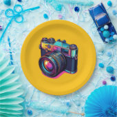 Kleurrijke camera papier borden! papieren bordje (Feest)