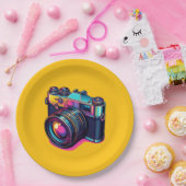 Kleurrijke camera papier borden! papieren bordje (Feest)