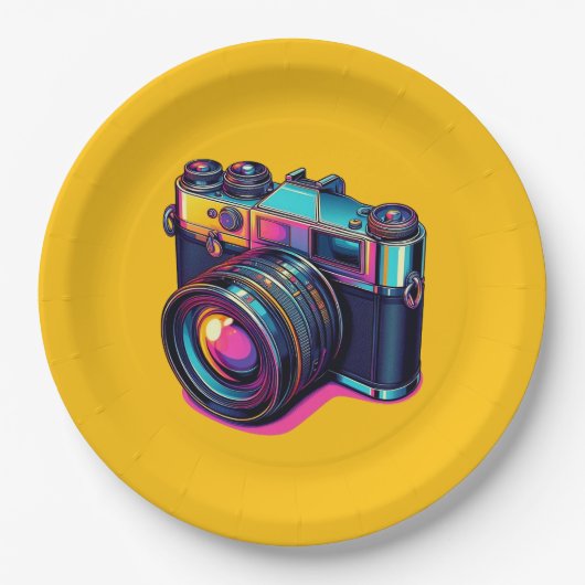 Kleurrijke camera papier borden! papieren bordje (Voorkant)