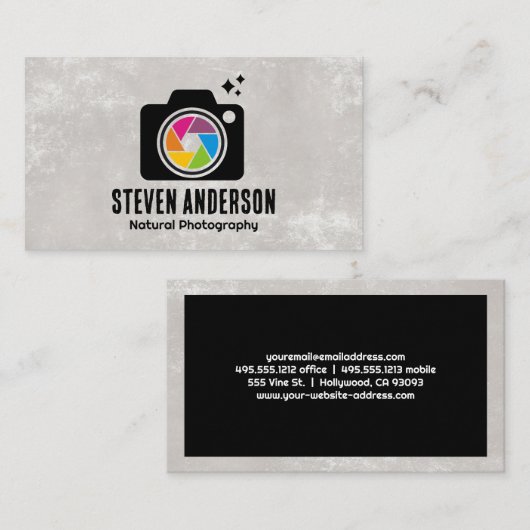 Kleurrijke cameralens Shutter Visitekaartje (Voorkant / Achterkant)