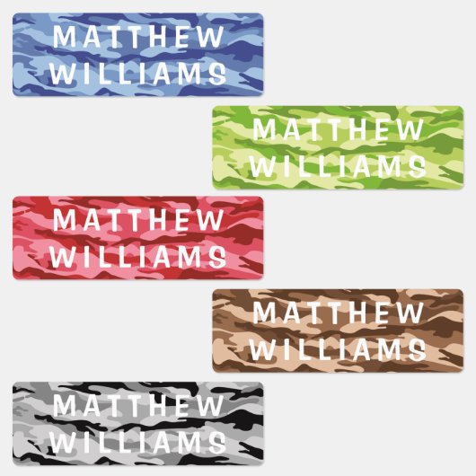 Kleurrijke Camo Gepersonaliseerde Kindernaamlabels Labels (Groep)