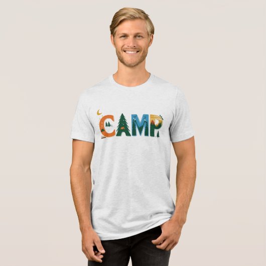 Kleurrijke CAMP Adventure Graphic – Natuur, Campin Tri-Blend Shirt (Voorkant volledig)