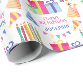 Kleurrijke Candles Party Pet verjaardagscadeau Cadeaupapier (Rol Hoek)