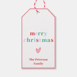 Kleurrijke Candy Cane Christmas Gift Label Cadeaulabel