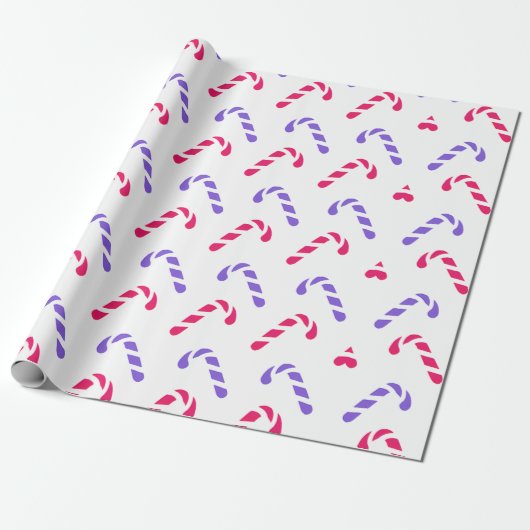 Kleurrijke Candy Cane Patroon Cadeaupapier (Uitgerold)